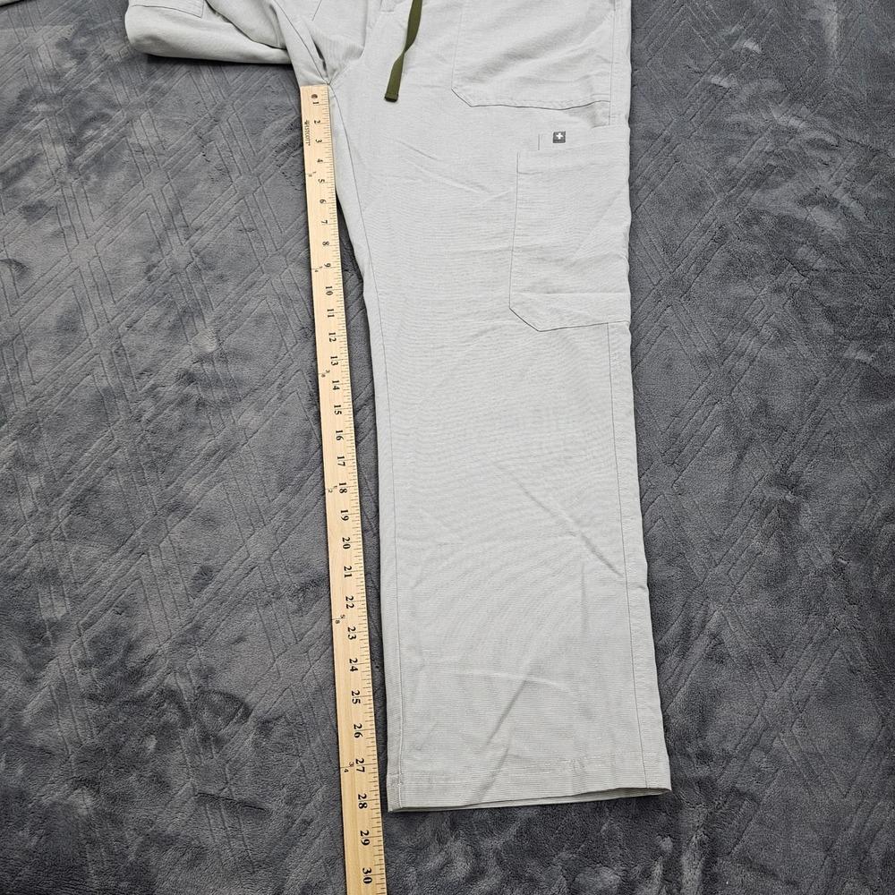 Figs Scrub Set Mens L Leon Top XL Cairo Cargo Pants Light Gray Stripe Technical - Picture 12 of 14